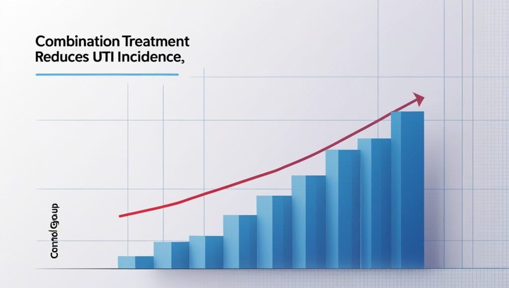 Graph showing reduced UTIs with combo treatment Graph showing reduced UTIs with combo treatment