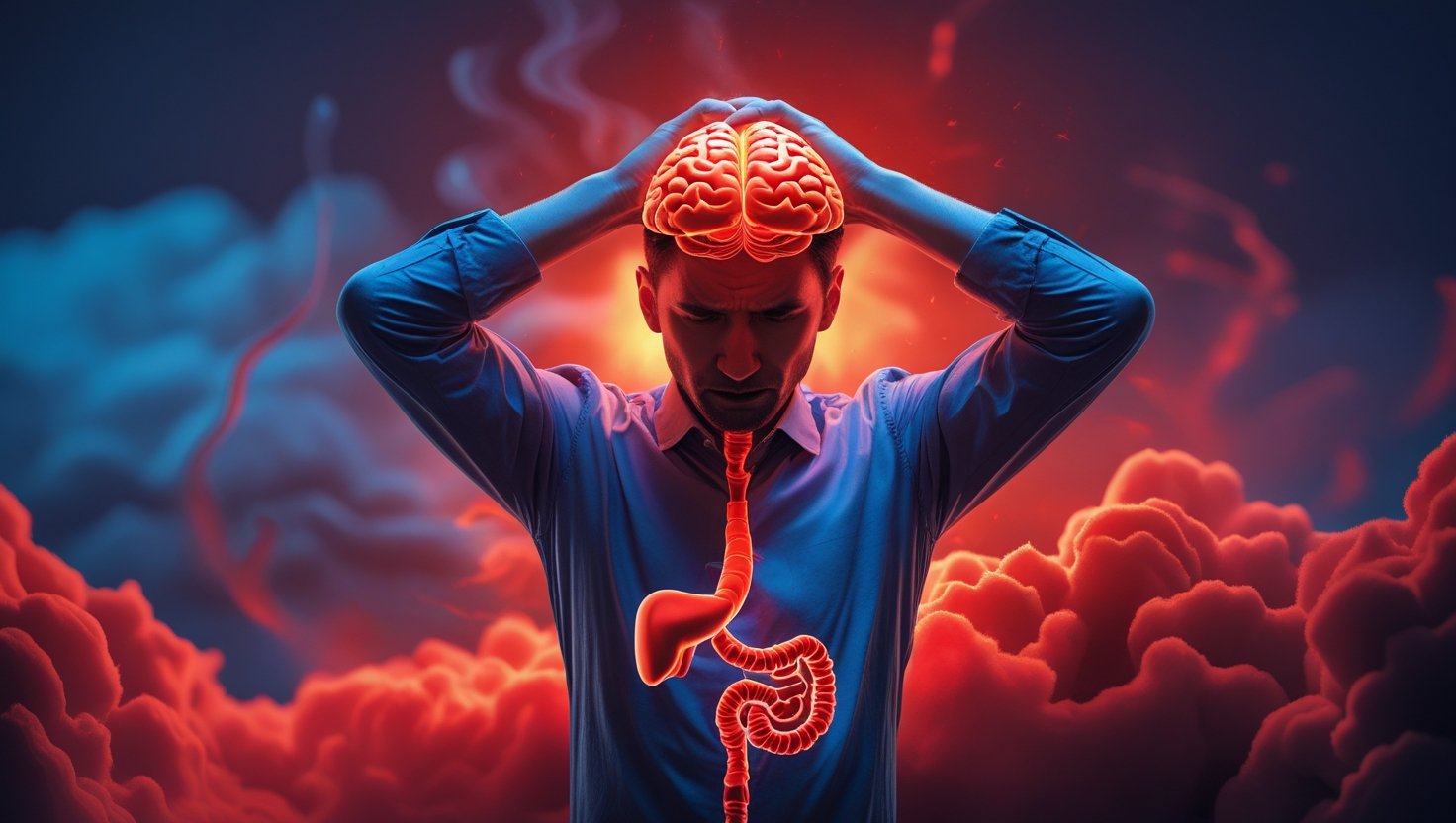 Chronic Lyme rage gut solutions – person overwhelmed by neurological inflammation.