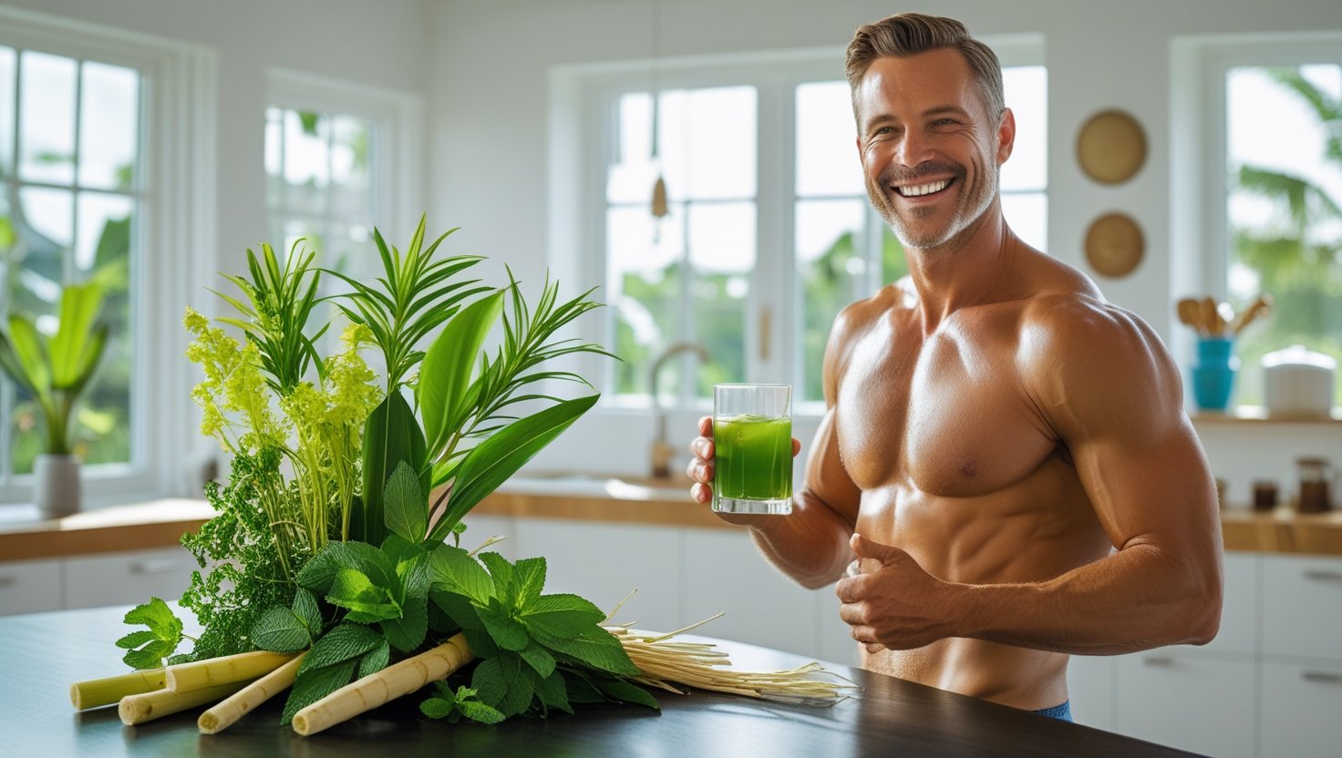 Sumatra Belly Fat Tonic : Smiling Man Holding Sumatra Belly Fat Tonic